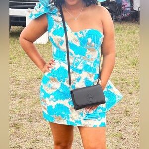 Amita One Shoulder Jacquard Mini Dress